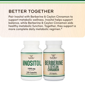 Double Wood Inositol 1000mg 120 capsules avec d'autres compléments alimentaires