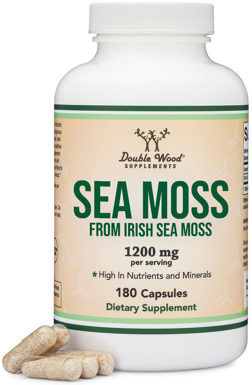 Double Wood Irish Sea Moss 1 200mg 180 capsules vue de face