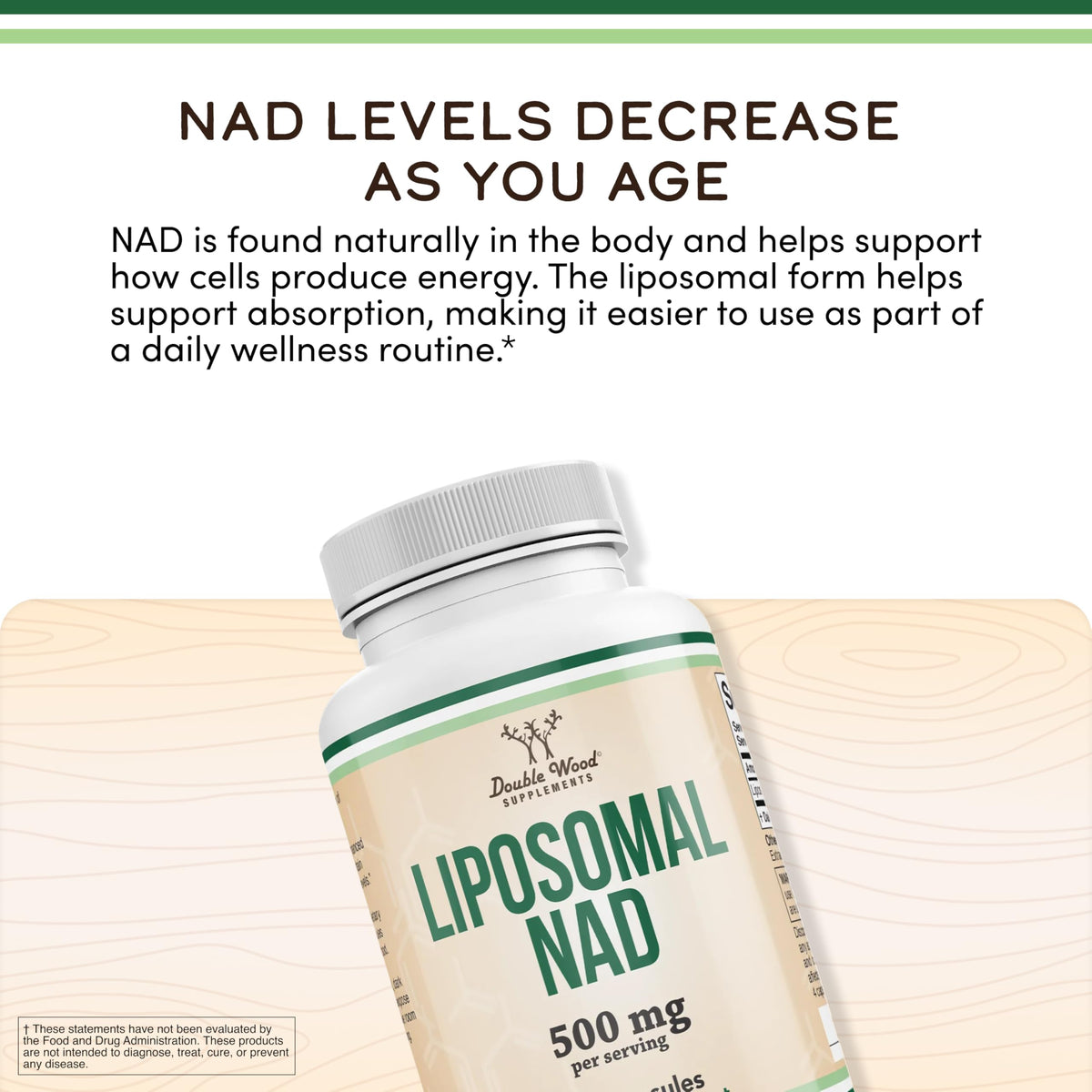 Double Wood Liposomal NAD+ 500mg 60 Capsules emballage