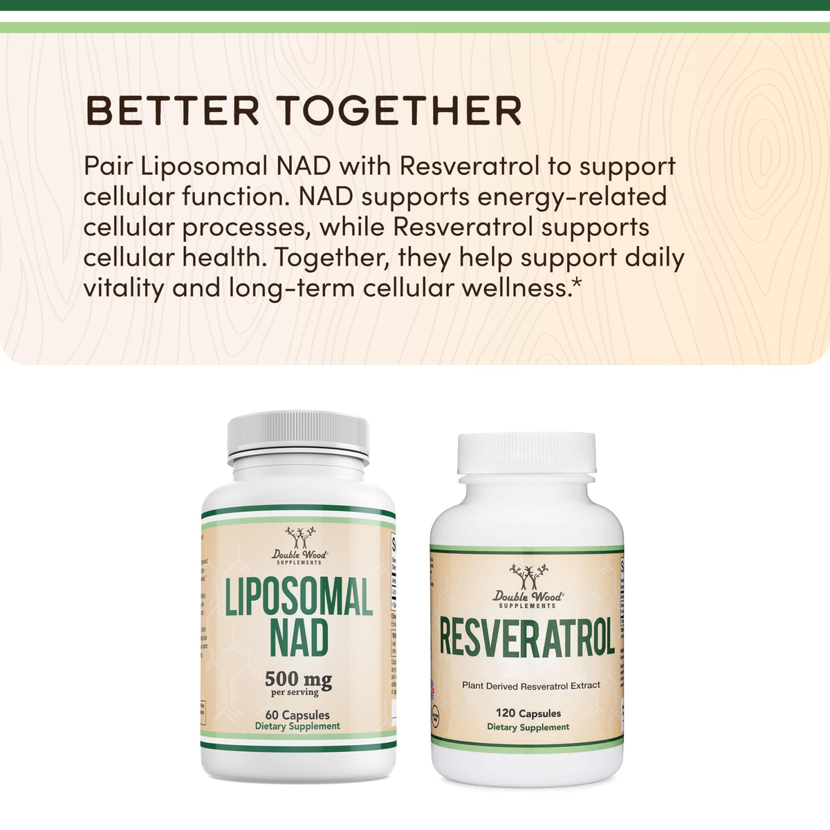 Double Wood Liposomal NAD+ 500mg 60 Capsules ingrédients