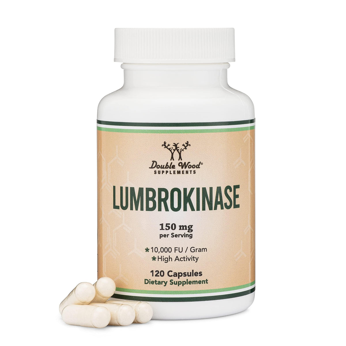 Double Wood Lumbrokinase 150mg 60 capsules - vue avant