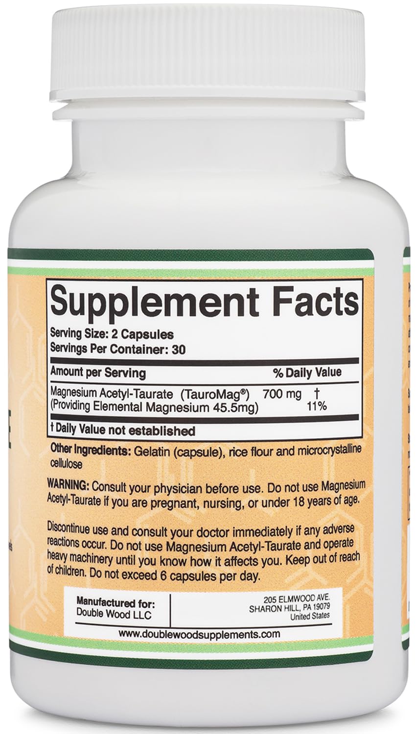 Double Wood Magnésium Acétyl-Taurate 700mg - capsules à l'intérieur