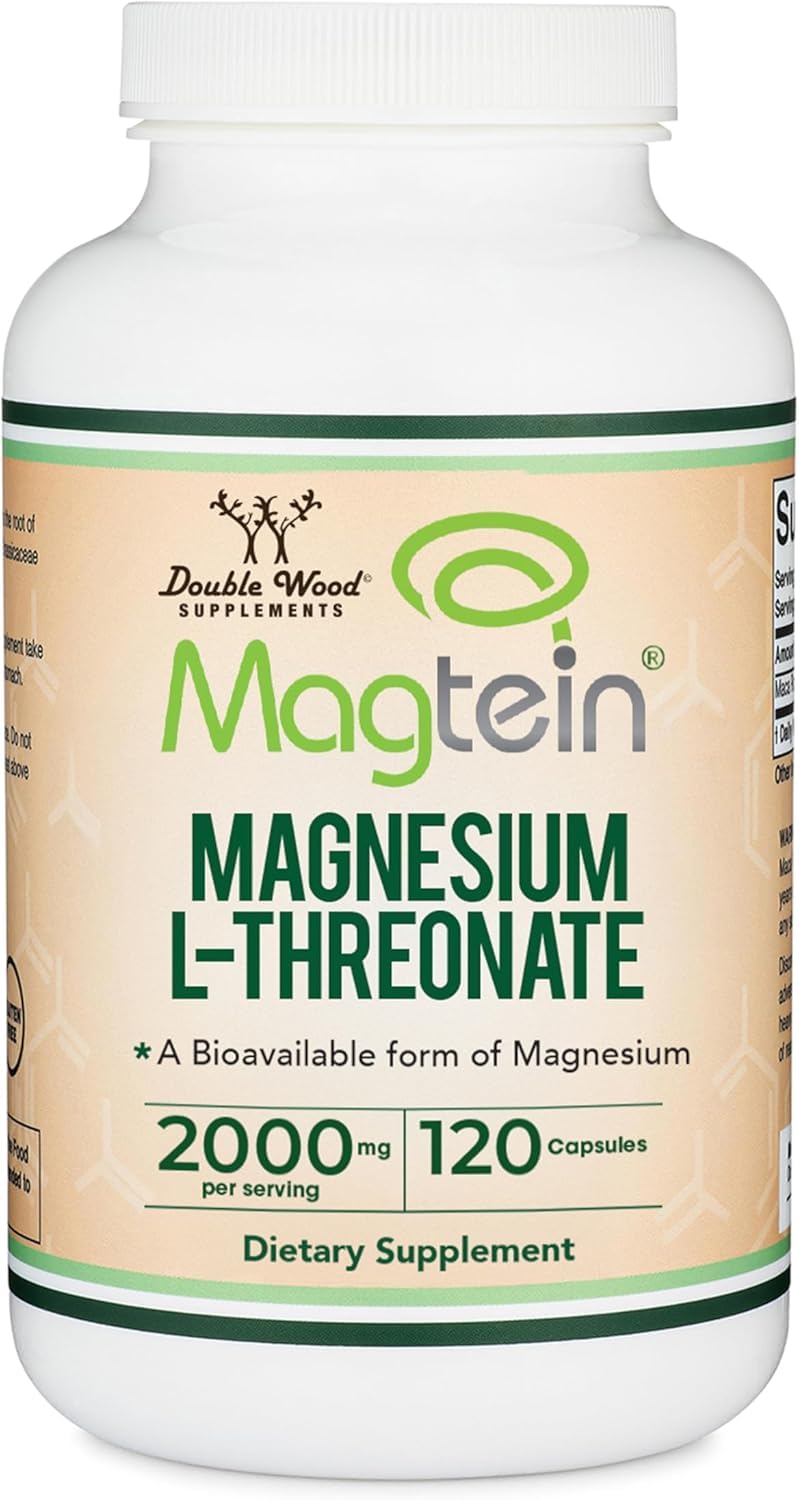 Double Wood Magnesium L-Threonate 2000mg vue avant de la bouteille