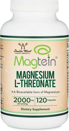 Double Wood Magnesium L-Threonate 2000mg vue avant de la bouteille