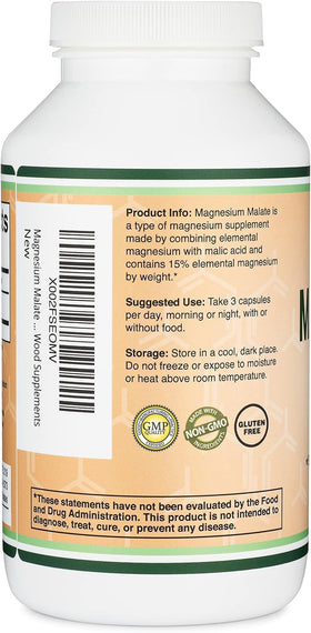 Double Wood Magnésium Malate 1 500 mg avec d'autres compléments alimentaires