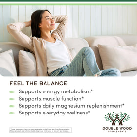 Double Wood Magnésium Malate 1 500 mg bouteille ouverte