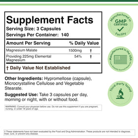 Double Wood Magnésium Malate 1 500 mg étiquette et dosage
