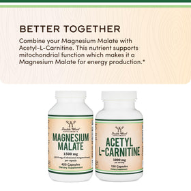 Double Wood Magnésium Malate 1 500 mg vue arrière de la bouteille