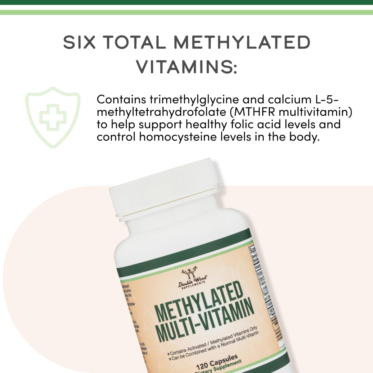 Double Wood Multivitamine Méthylée, capsules à l'intérieur du flacon