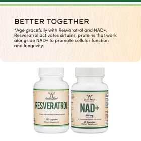 Double Wood NAD+ 500mg 60 capsules avec étiquette