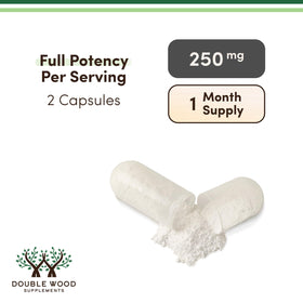 Double Wood NMN 250mg gélules ouvertes pour montrer le contenu