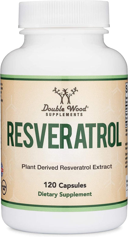 Double Wood Resveratrol 500mg 120 Capsules vue de face