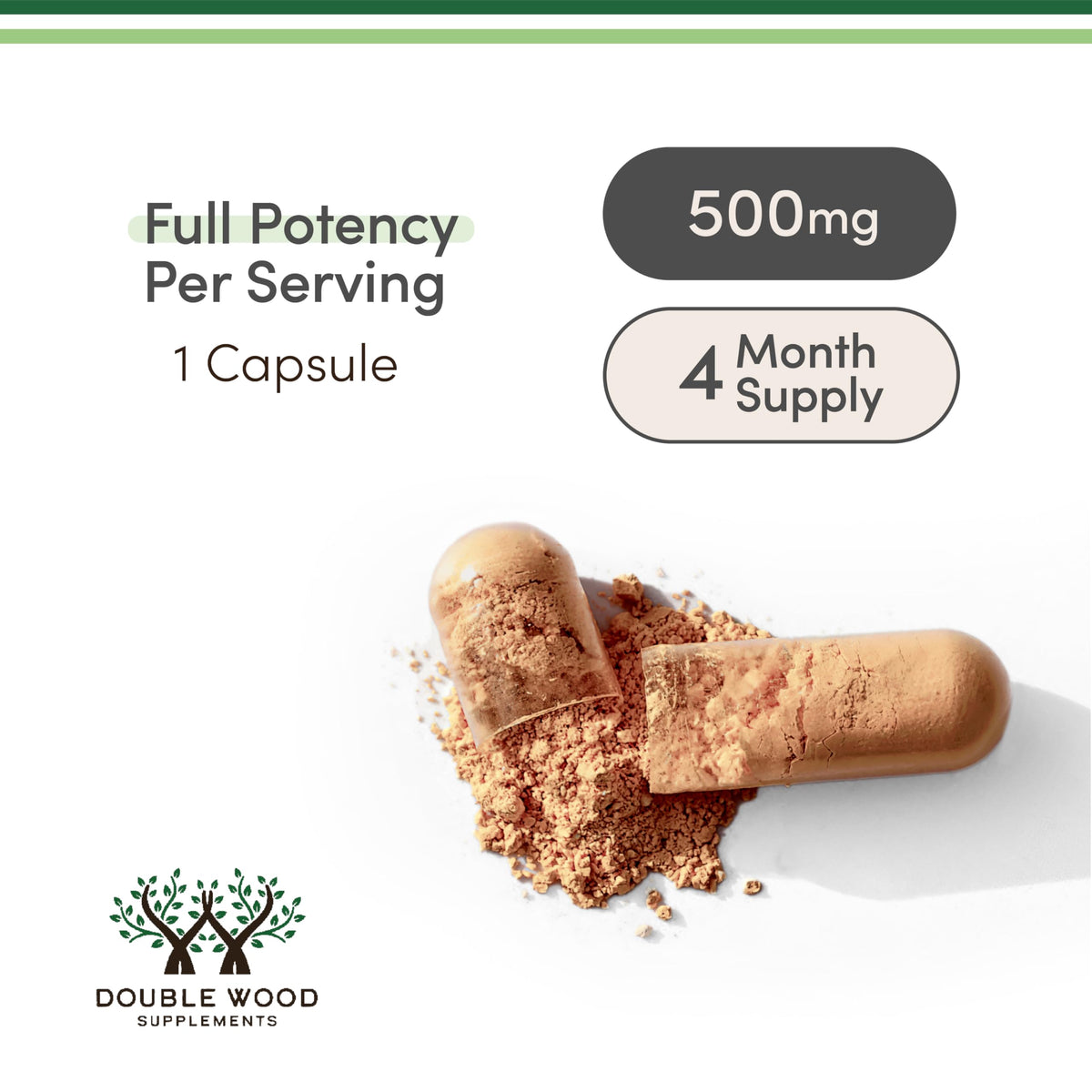 Double Wood Rhodiola Rosea 500mg capsules bottle packaging