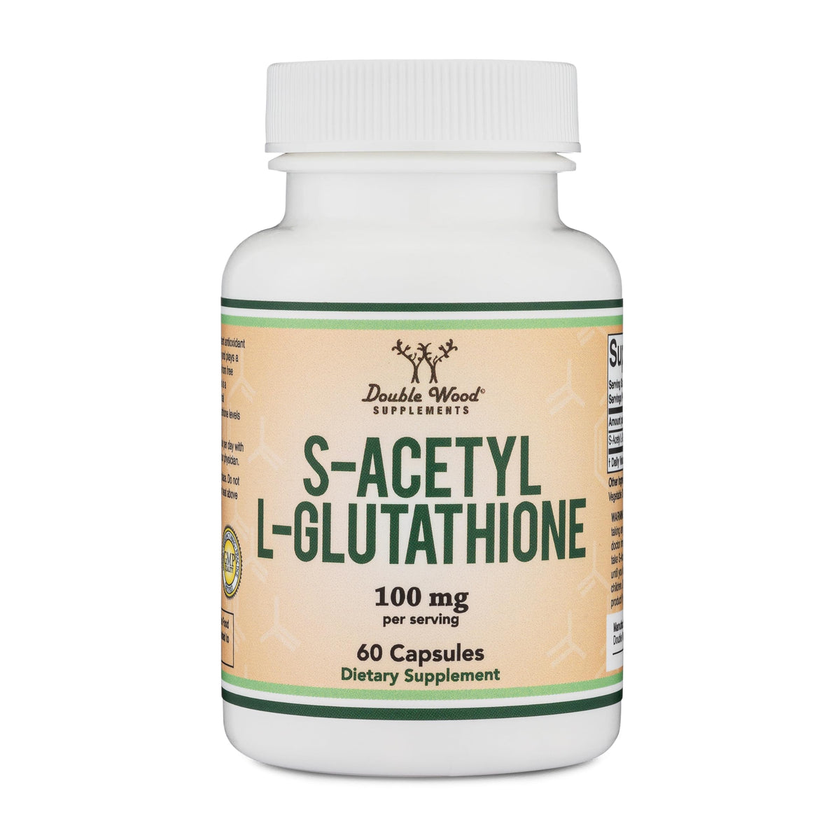 Double Wood S-Acetyl L-Glutathione 100mg 60 capsules front view