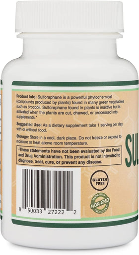 Double Wood Sulforaphane Glucosinolate 20mg capsules close-up