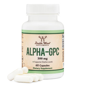 Double Wood Supplements Alpha GPC Choline 600 mg capsules front view