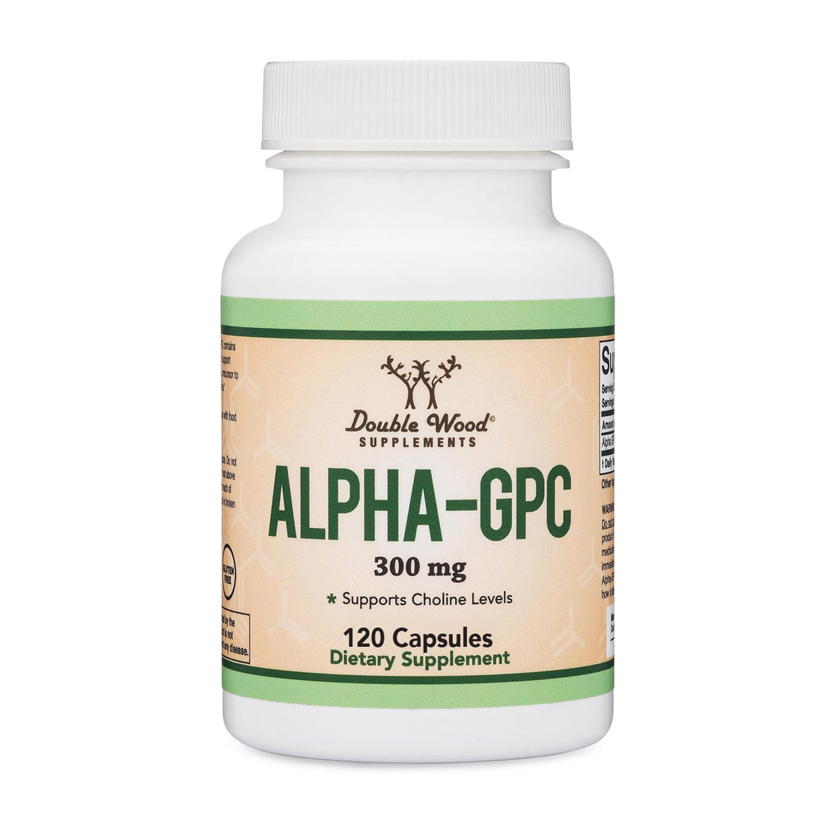 Double Wood Supplements Alpha GPC Choline 600mg front view