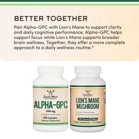 Double Wood Supplements Alpha GPC Choline 600mg with measuring spoon
