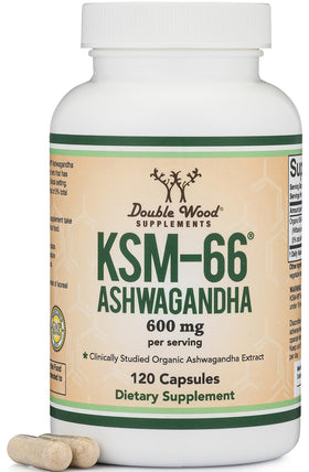 Double Wood Supplements Ashwagandha 600 mg 120 capsules vue de face