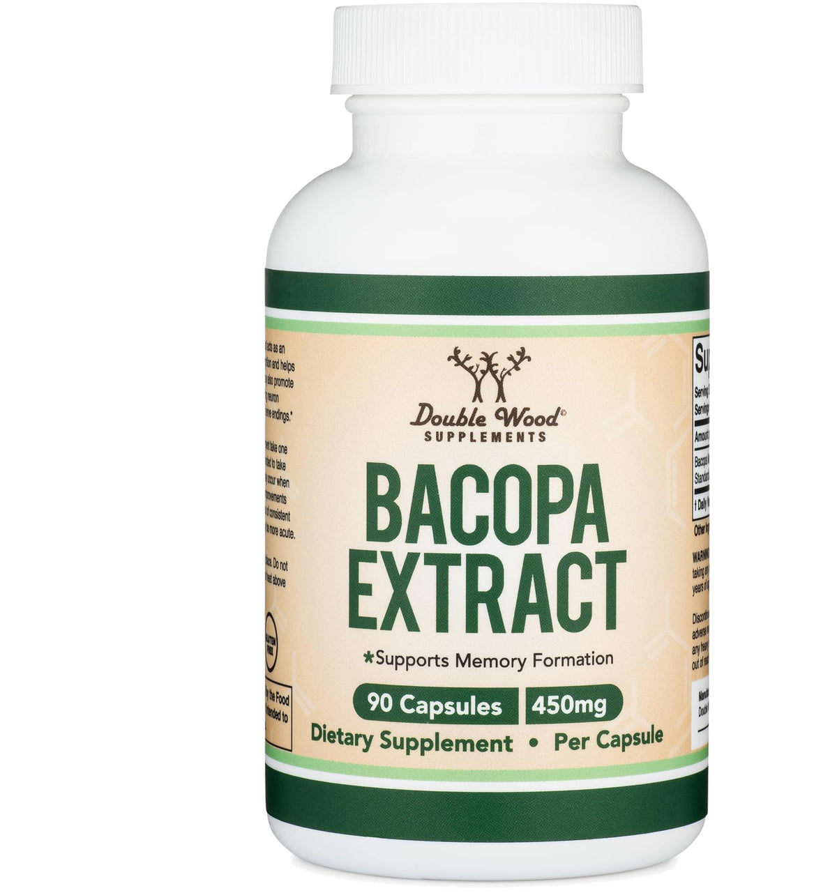 Double Wood Supplements Bacopa Monnieri 450mg capsules devant