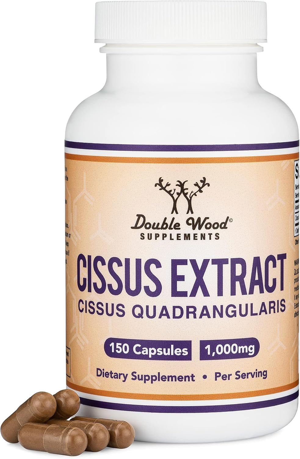 Double Wood Supplements Cissus Quadrangularis 1000mg 150 capsules front view