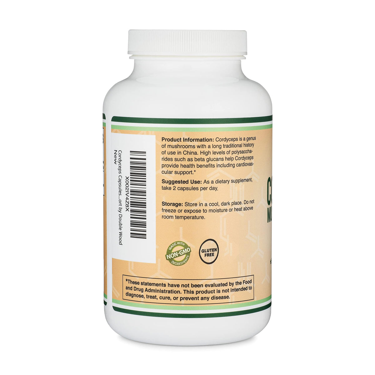 Double Wood Supplements Cordyceps 1 000 mg étiquette du produit