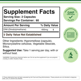 Double Wood Supplements DIM 400mg 120 capsules side view