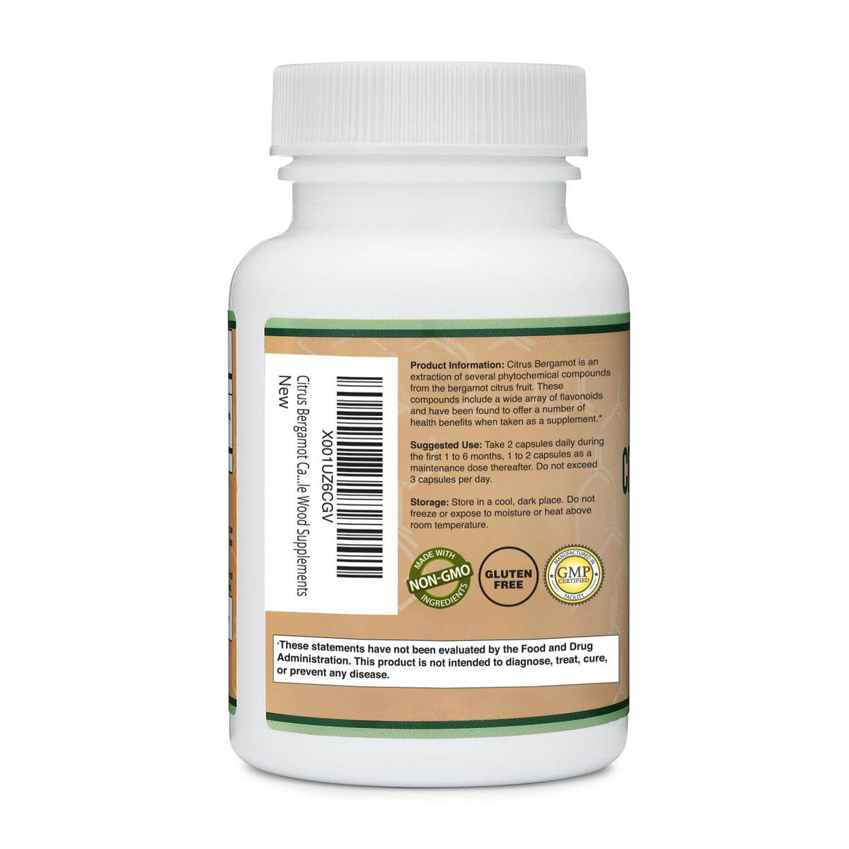 Double Wood Supplements Extrait de Bergamote 1 000 mg vue arrière