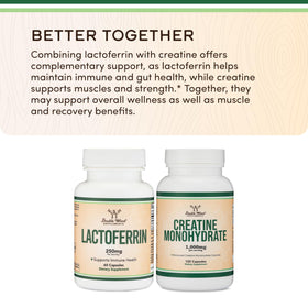 Double Wood Supplements Lactoferrin 250mg Bioferrin, étiquette détaillant les ingrédients