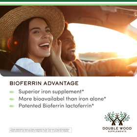 Double Wood Supplements Lactoferrin 250mg Bioferrin, vue arrière de l'emballage