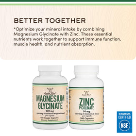 Double Wood Supplements Magnésium Glycinate 400mg 180 capsules avec d'autres compléments
