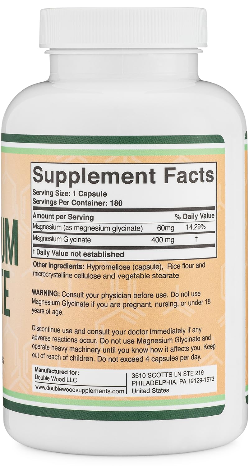 Double Wood Supplements Magnésium Glycinate 400mg 180 capsules dans un environnement naturel