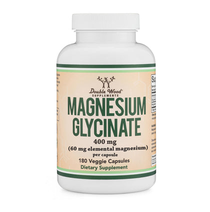Double Wood Supplements Magnésium Glycinate 400mg 180 capsules vue de face