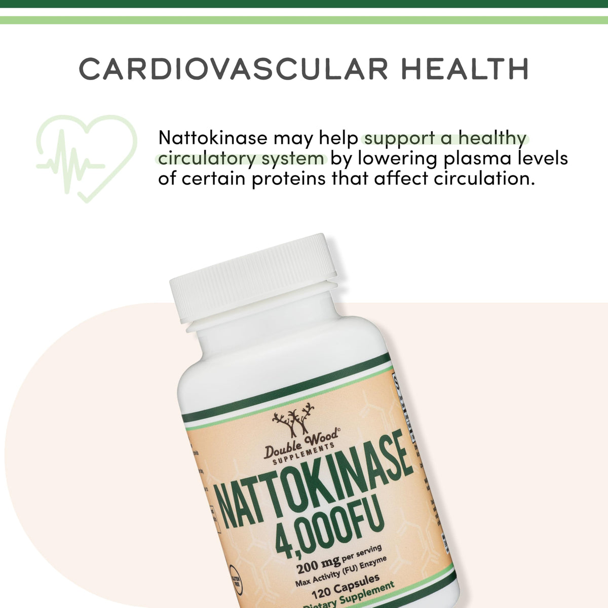 Double Wood Supplements Nattokinase 2000 FU 120 capsules vue arrière