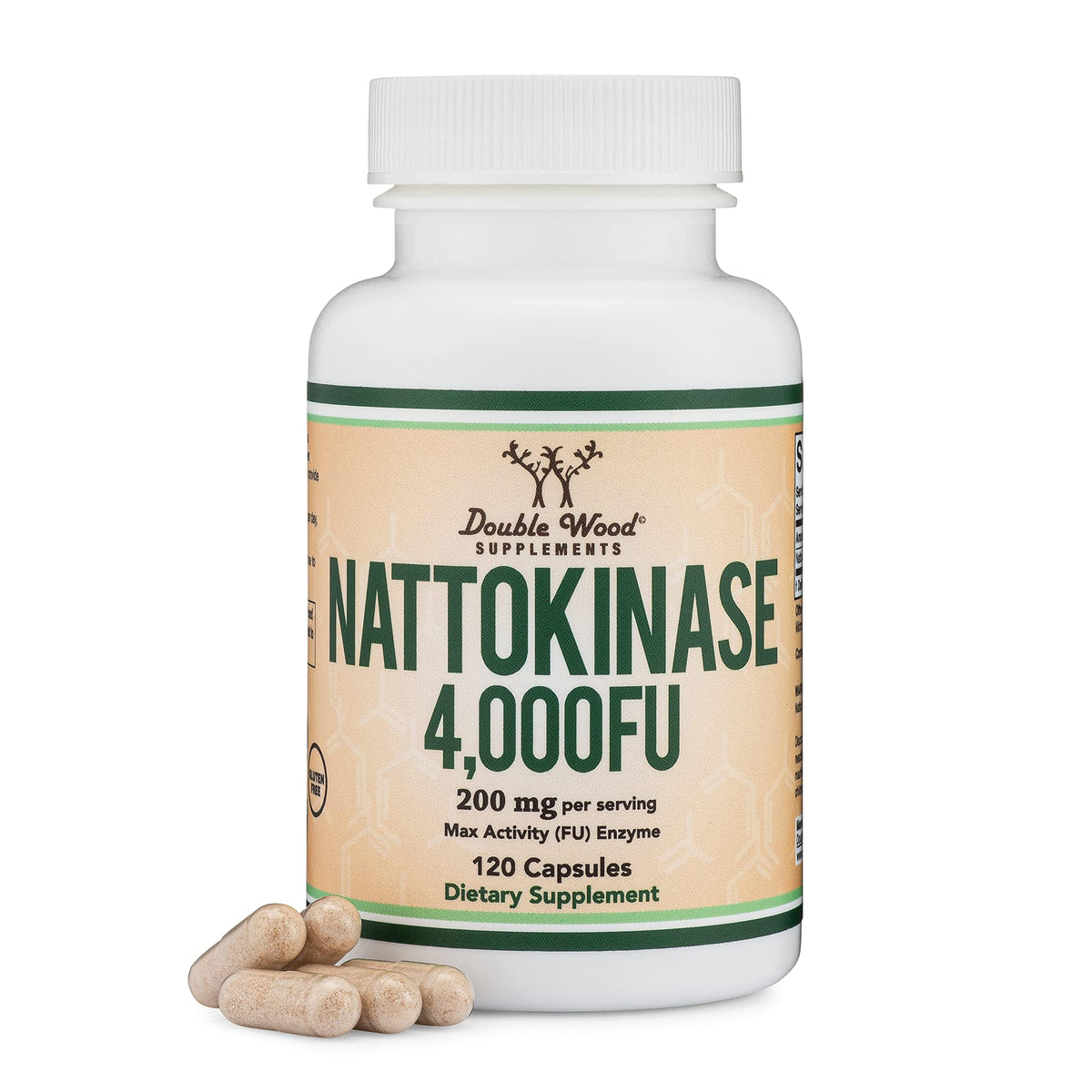 Double Wood Supplements Nattokinase 2000 FU 120 capsules vue de face