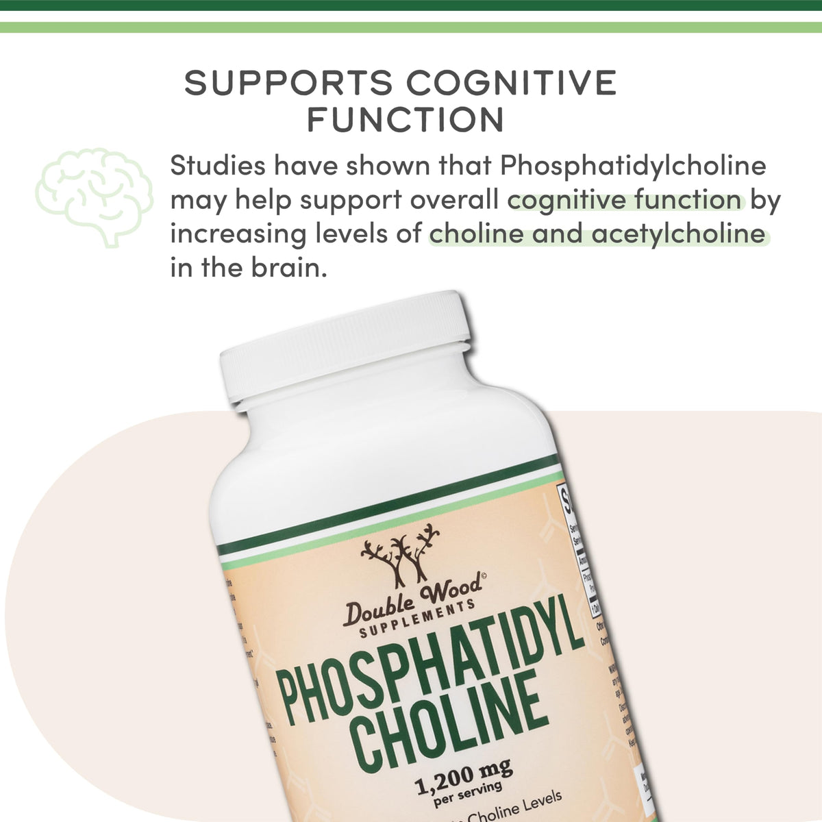 Double Wood Supplements Phosphatidylcholine 1 200mg gélules avec un fond naturel
