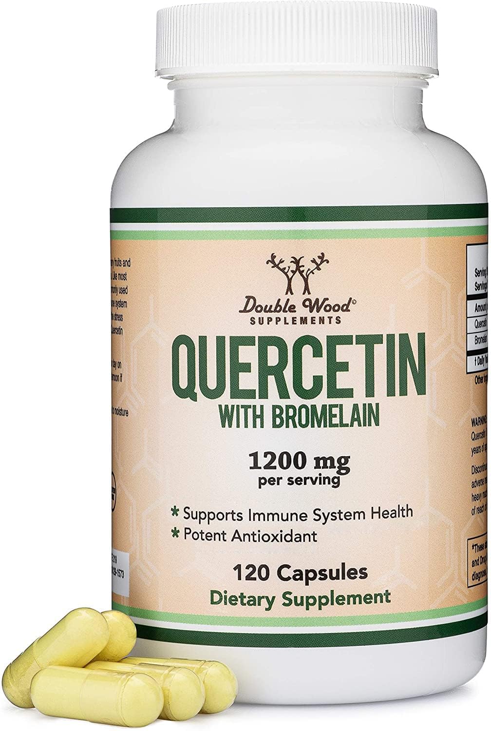 Double Wood Supplements Quercétine avec Bromélaïne 1000mg flacon avant