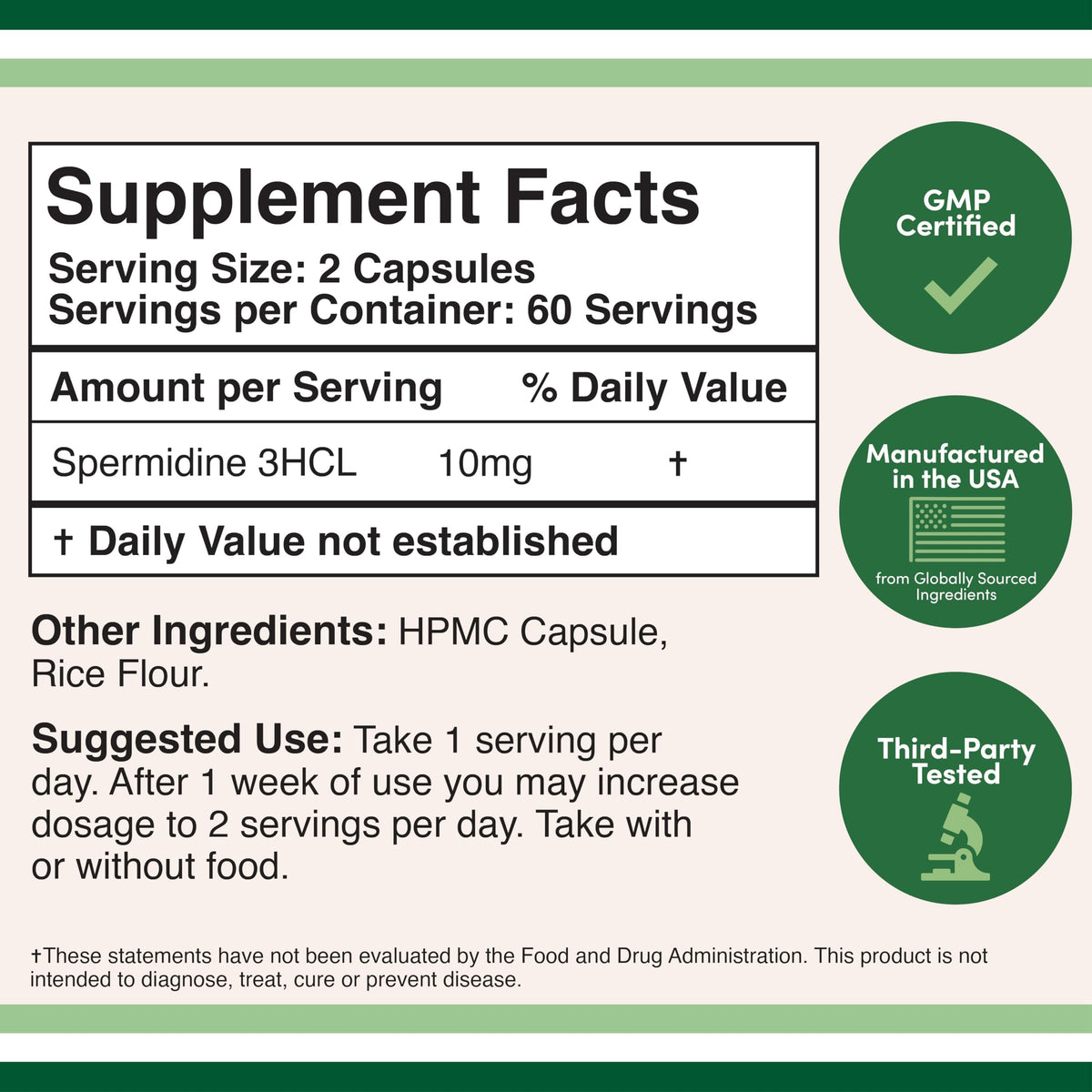 Double Wood Supplements Spermidine 10mg 120 capsules côté