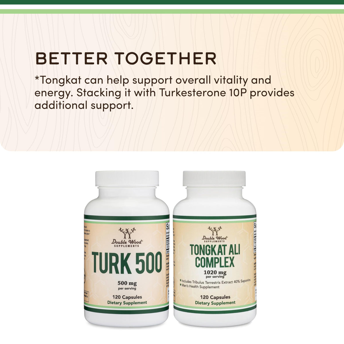 Double Wood Turkesterone 500mg capsules en train d'être versées