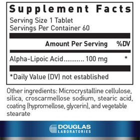Douglas Laboratories Acide Alpha-Lipoïque 60 comprimés vue arrière