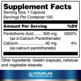 Douglas Laboratories Acide Pantothénique 500 mg 100 Capsules dosage