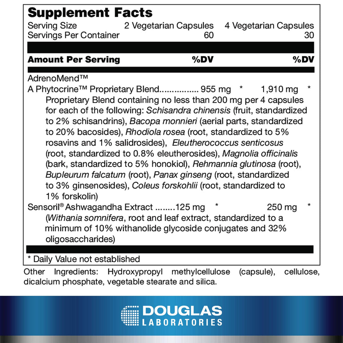 Douglas Laboratories AdrenoMend 120 capsules vue de dos