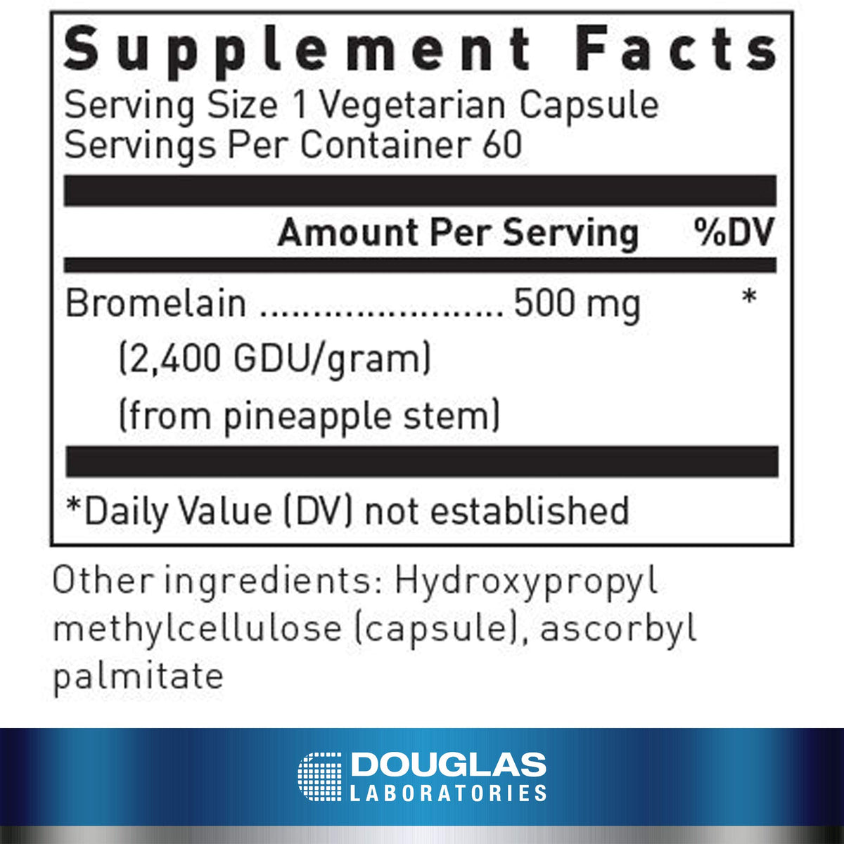Douglas Laboratories Bromélaïne 60 capsules étiquette et composition
