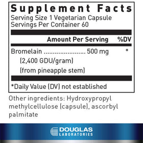 Douglas Laboratories Bromélaïne 60 capsules étiquette et composition