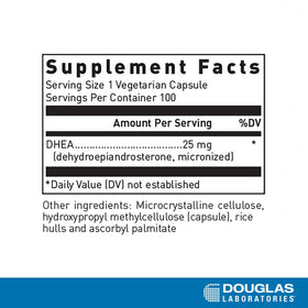 Douglas Laboratories DHEA 25 mg Capsules, 100 Végétales, emballage
