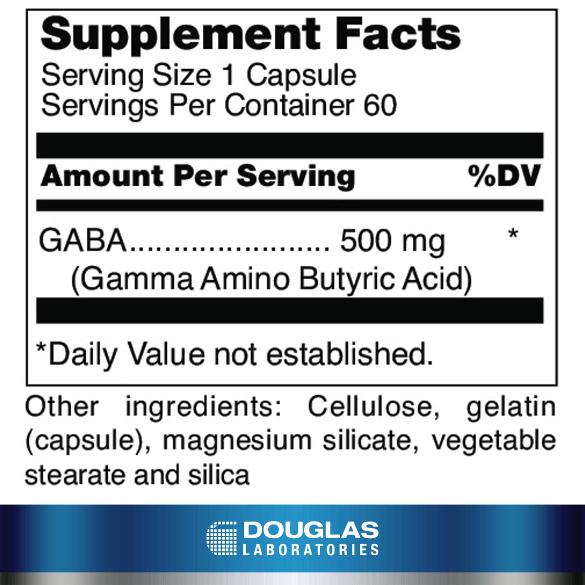 Douglas Laboratories GABA 500 mg packaging side view