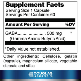 Douglas Laboratories GABA 500 mg packaging side view