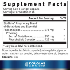 Douglas Laboratories Glutathione Liposomal 250 mg 45 gelules en arrière-plan