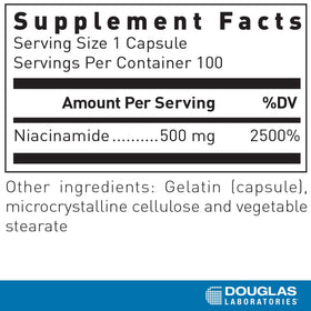 Douglas Laboratories Niacinamide flacon ouvert avec capsules