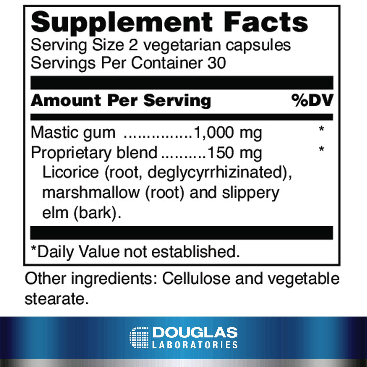 Douglas Laboratories Pylori-Plex emballage avec ingrédients listés